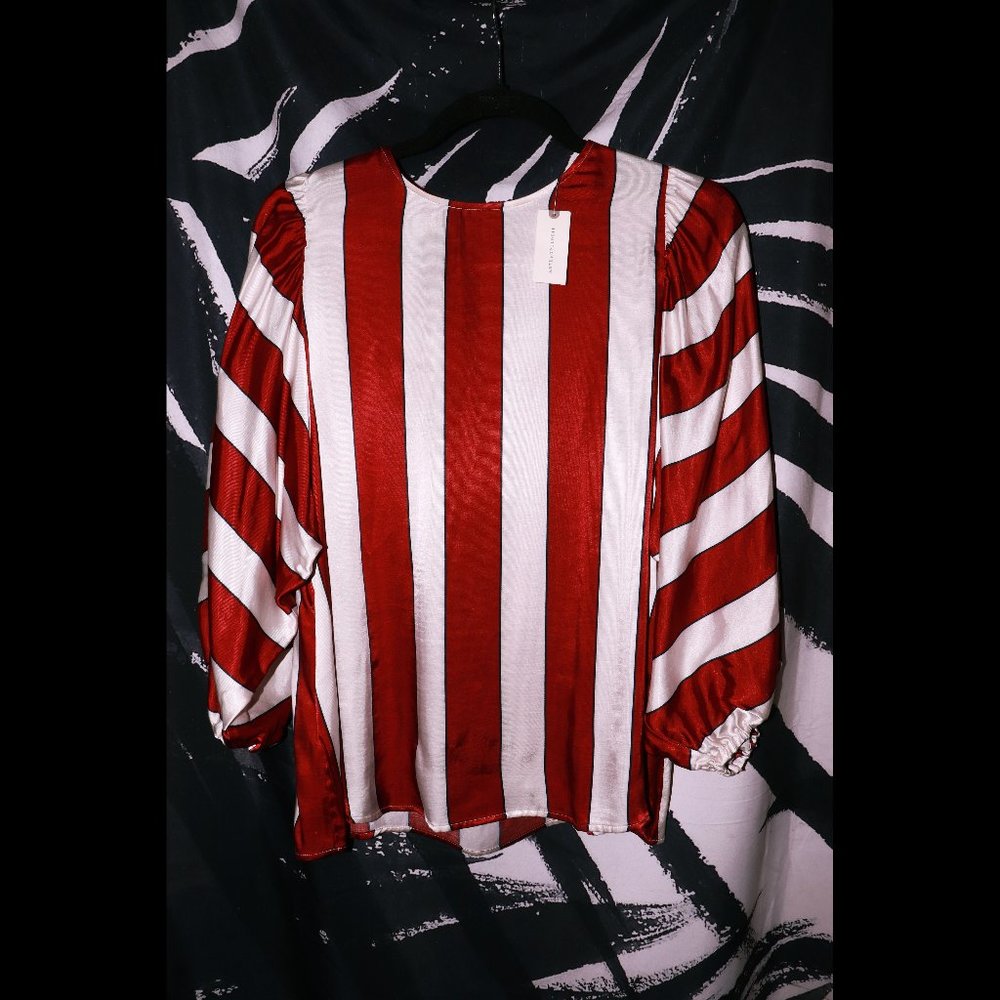 ANTHROPOLOGIE MAEVE STRIPED SATIN BLOUSE